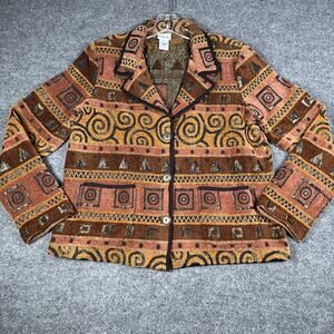 BFA Classics Women's Tapestry Jacket Medium Multi Aztec Shoulder Pads Vintage